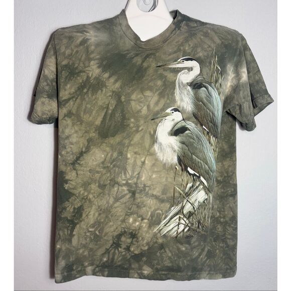 The Mountain Other - The Mountain T Shirt Adult Large Green Bird Pelican Tie Dye Mens Short Sleeve